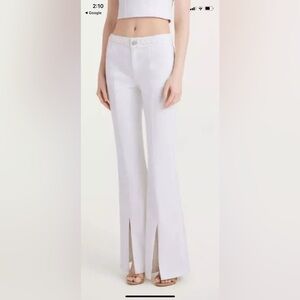 CINQ A SEPT BRAIDED FERNA WHITE JEANS WITH SPLIT FRONT HEM FLARED SIZE 6
